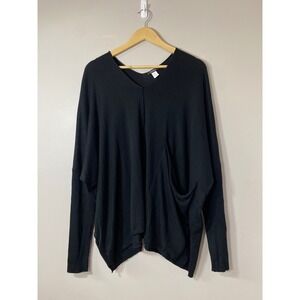 KERISMA Black V Neck Asymmetrical Oversized Pocket Sweater Lagenlook Size M/L‎